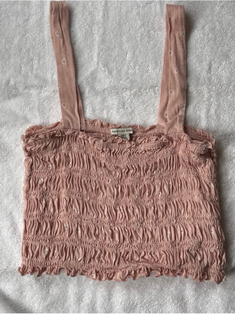 American Eagle Outfitters Dusty Pink Smocked Crop Tank